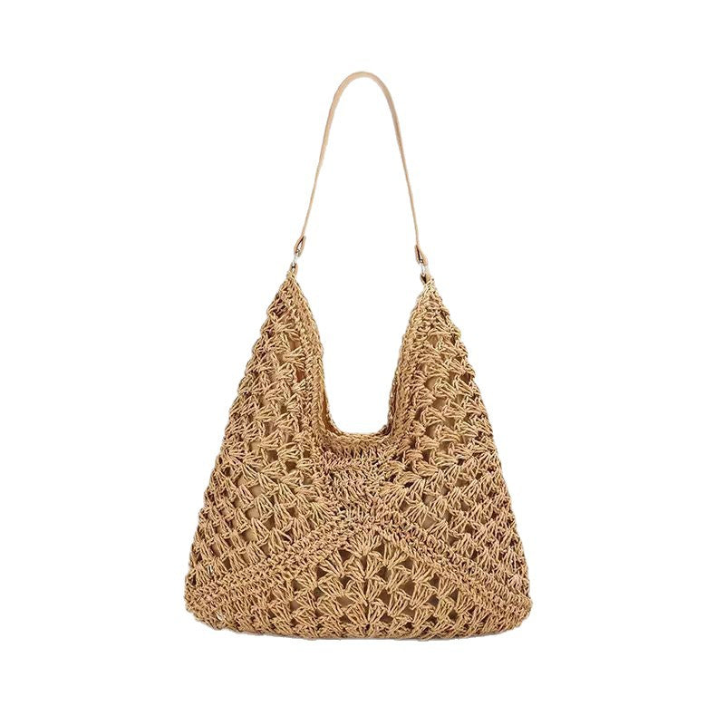 Large macrame bag with leather accents Stornfield