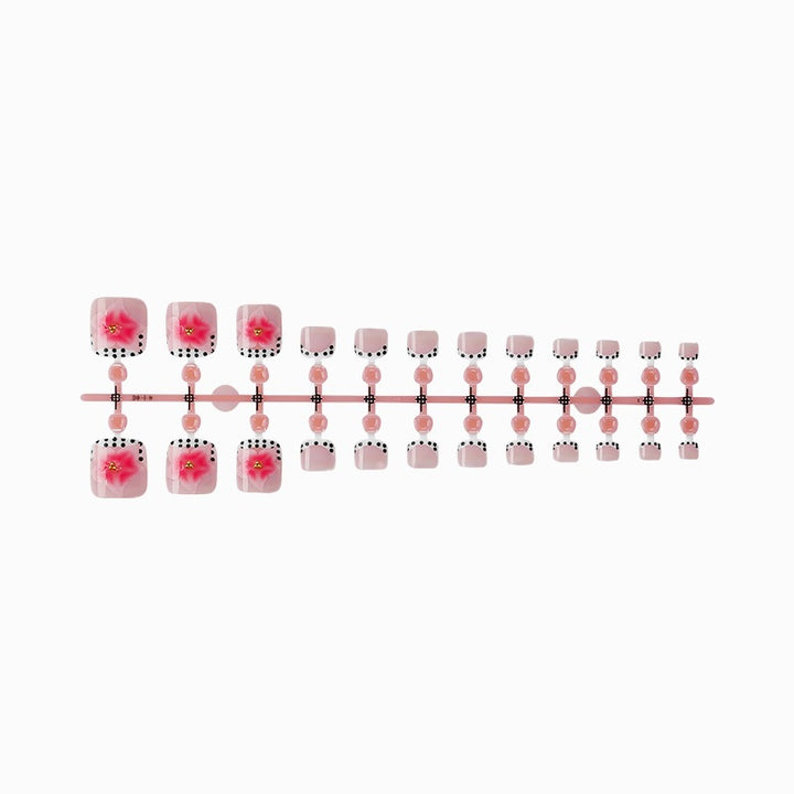 Artificial nail set with elegant flower and dot design Stornfield