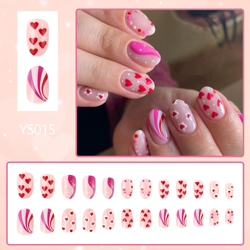 Romantic Heart-Themed Press-On Nail Art Stornfield