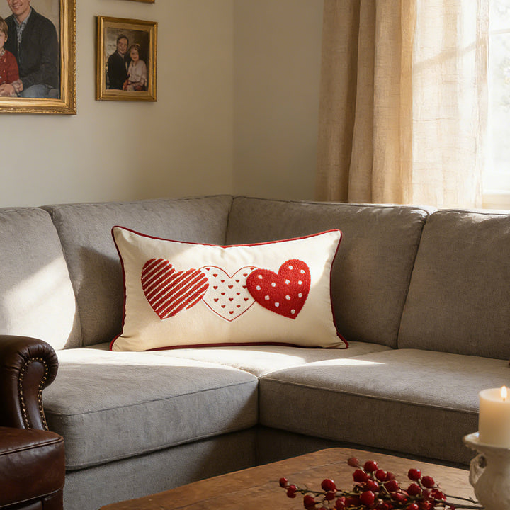 Embroidered Tufted LOVE Botanical Accent Pillow Cover
