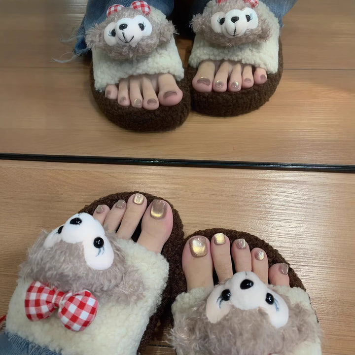 Cute Plush Slippers with Animal Design
