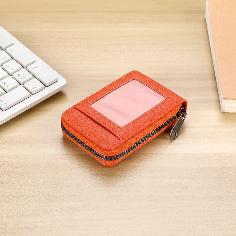 RFID-Blocking Textured Leather Zip Card Holder Stornfield