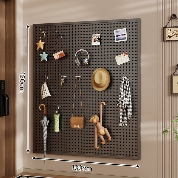 Wall-Mounted Perforated Pegboard Organizer Panel Large Square with Modular Hooks and Accessories