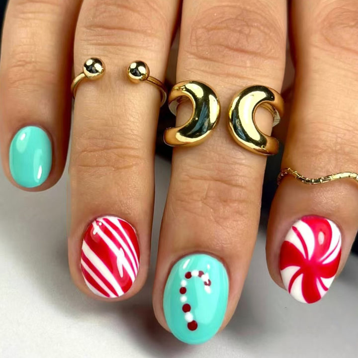 Festive Candy Cane Press-On Nails Stornfield