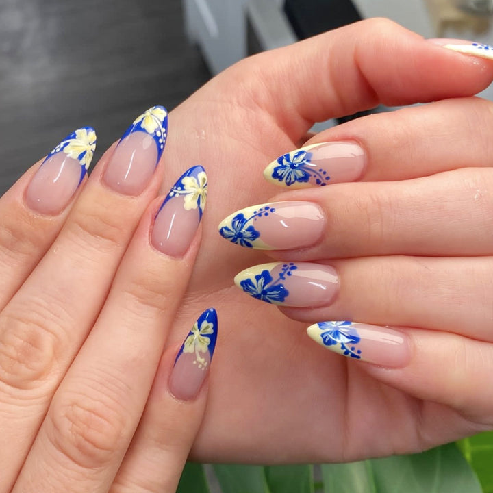 Floral Art French Tip Nail Set Stornfield