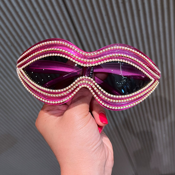 Ladies Glamorous Wave Sunglasses with Sparkling Crystal Applications Stornfield