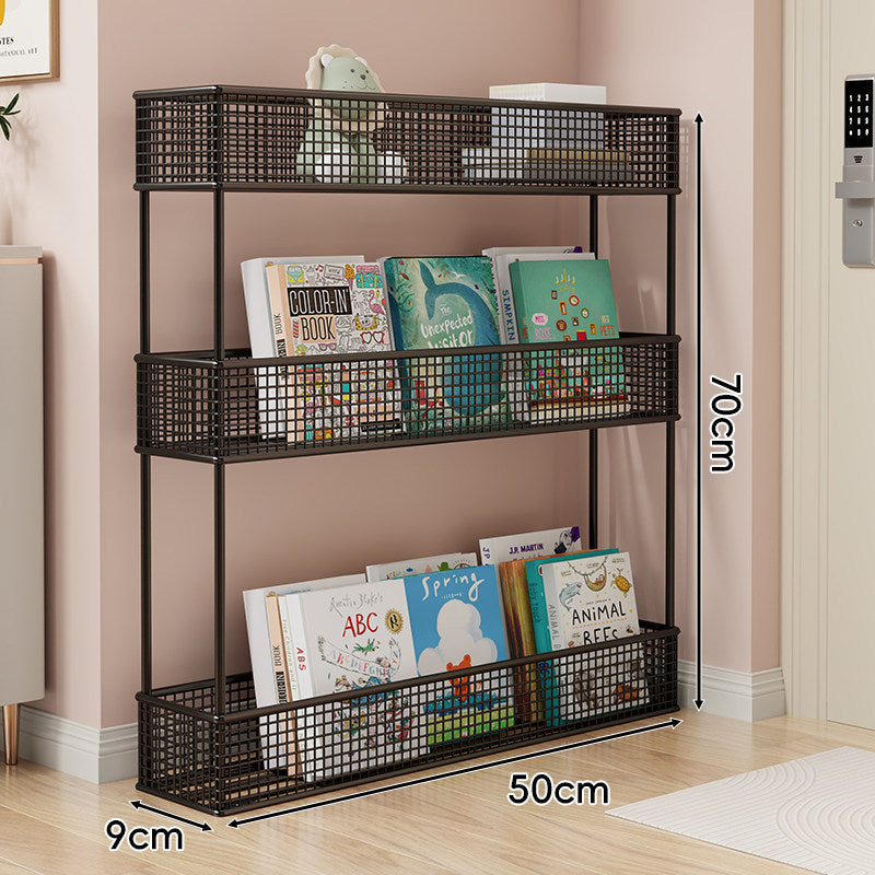 Freestanding Mesh Four-Tier Book and Toy Storage Shelf