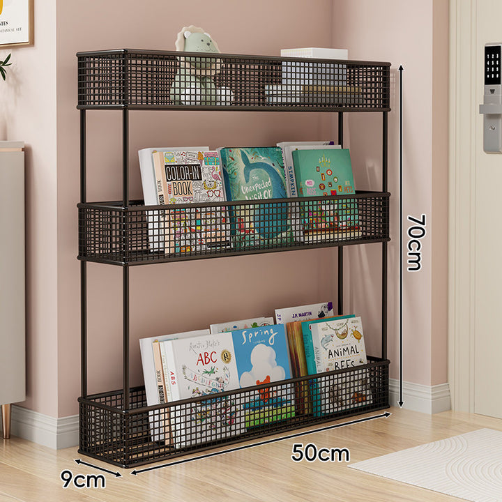Freestanding Mesh Four-Tier Book and Toy Storage Shelf
