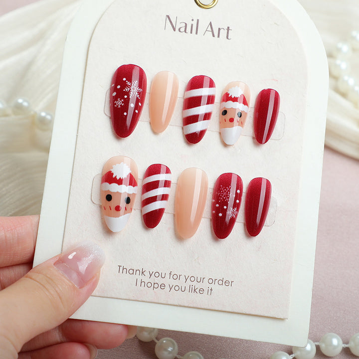 Festive Holiday-Themed Press-On Nail Art Set 1790738334
