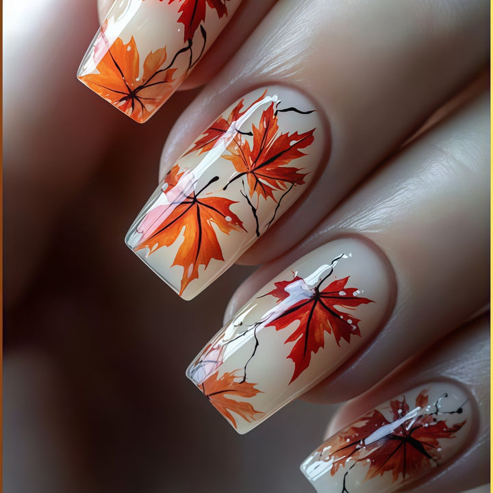 Artificial nails with autumn leaf patterns Stornfield
