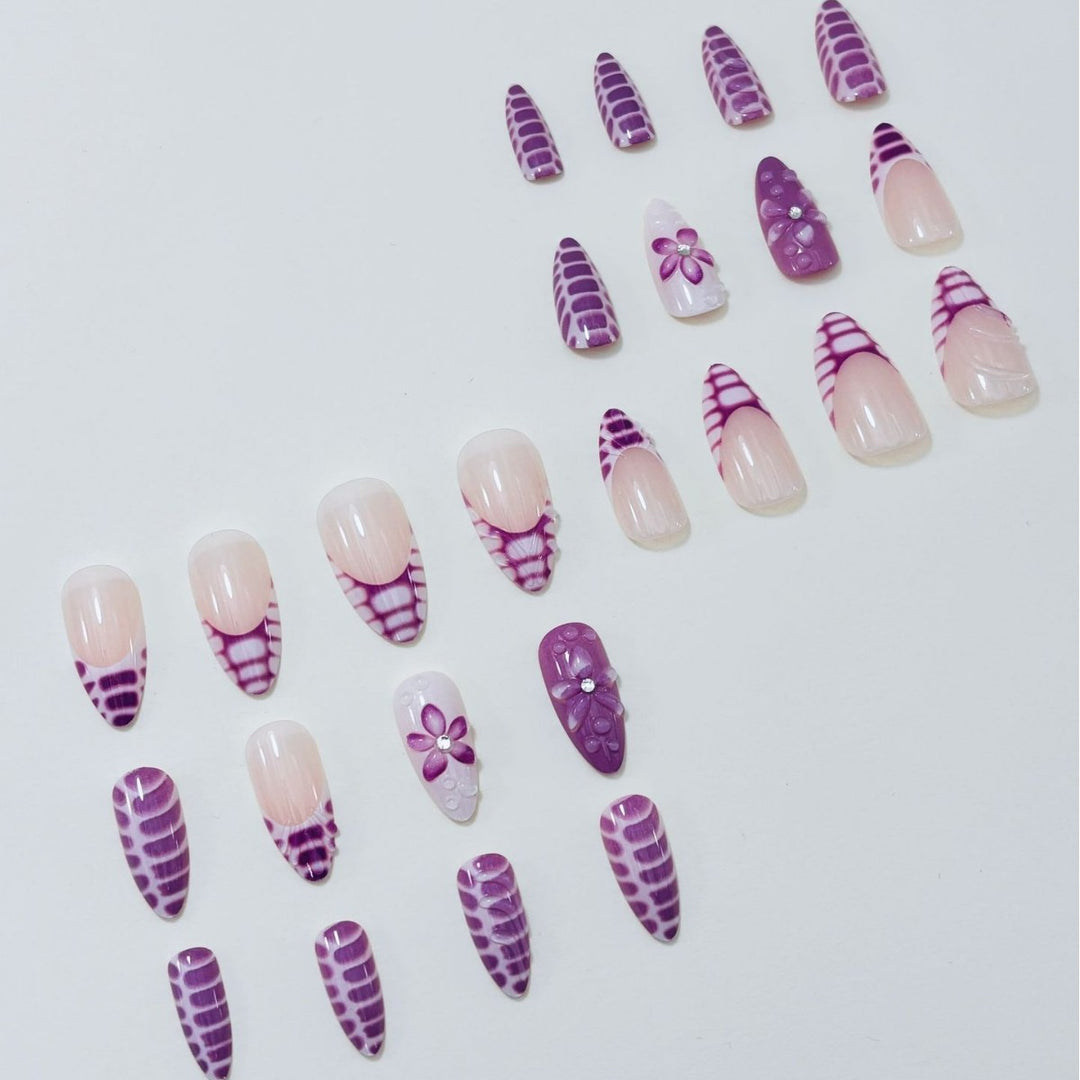Premium Floral Press-On Nails Stornfield