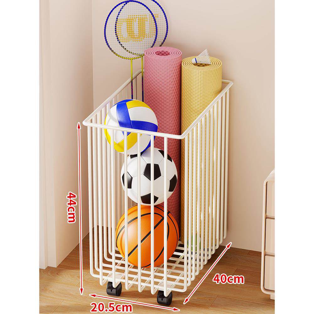 Narrow Mobile Wire Sports Gear Storage Cart for Balls and Yoga Mats with Casters
