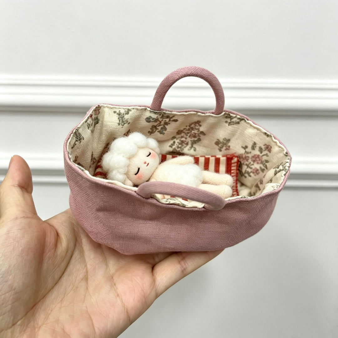 Small Linen Cosmetic Pouch with Floral Cotton Lining