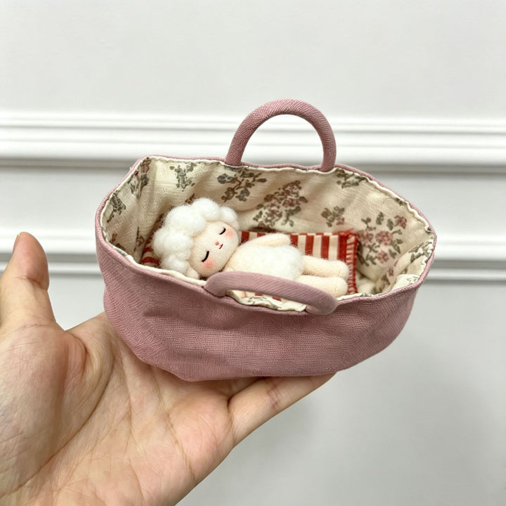 Small Linen Cosmetic Pouch with Floral Cotton Lining
