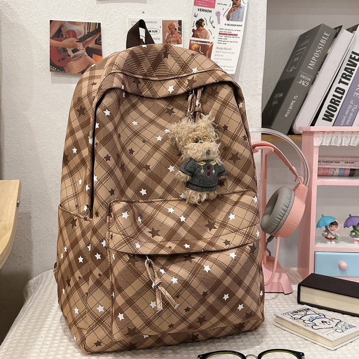 Backpack with Fashionable Check Pattern and Practical Compartments Stornfield