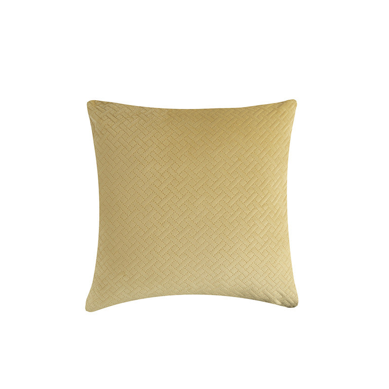 Quilted Herringbone-Texture Square Throw Pillow Cover with Hidden Zipper