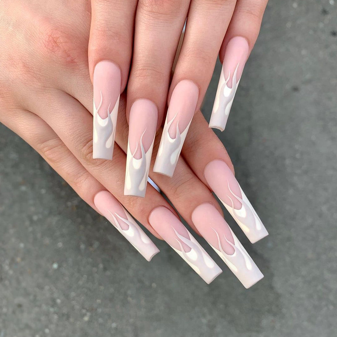 Artistic Nail Extensions in Elegant Flame Design Stornfield