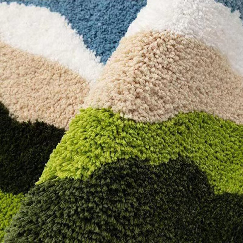 Half-Moon Tufted Abstract Coastal Microfiber Bath Rug