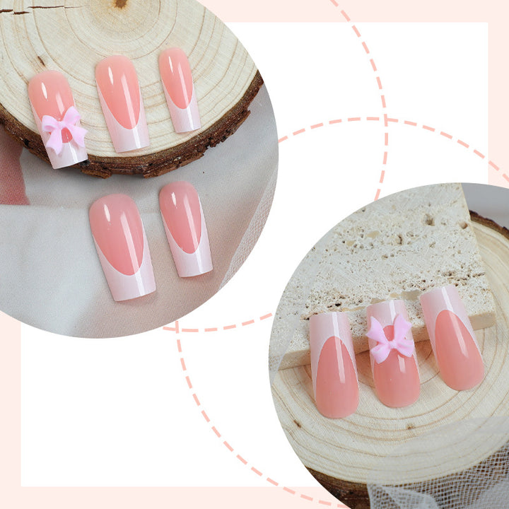 Decorative Press-On Nail Set with Elegant Bows Stornfield