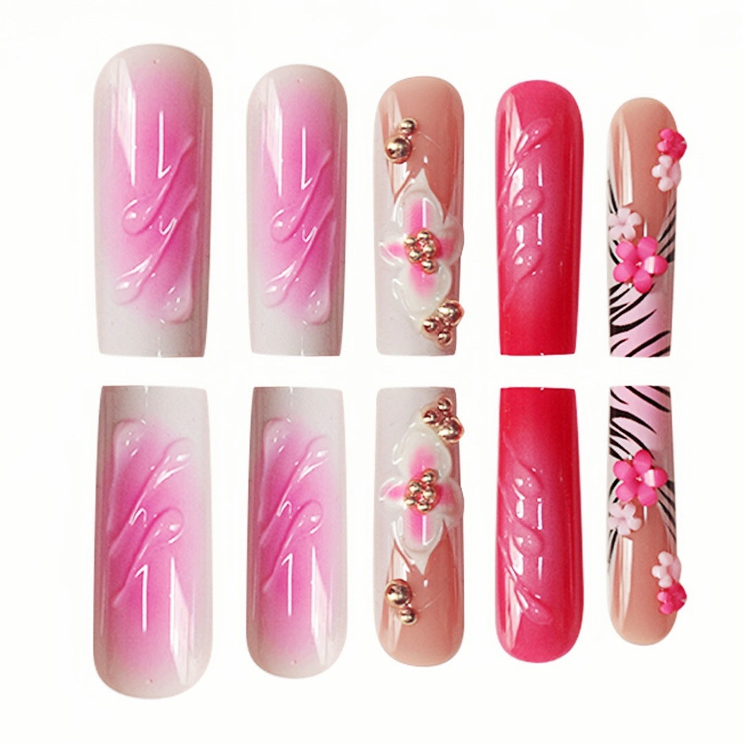 Floral Acrylic Press-On Nail Art Extensions Stornfield