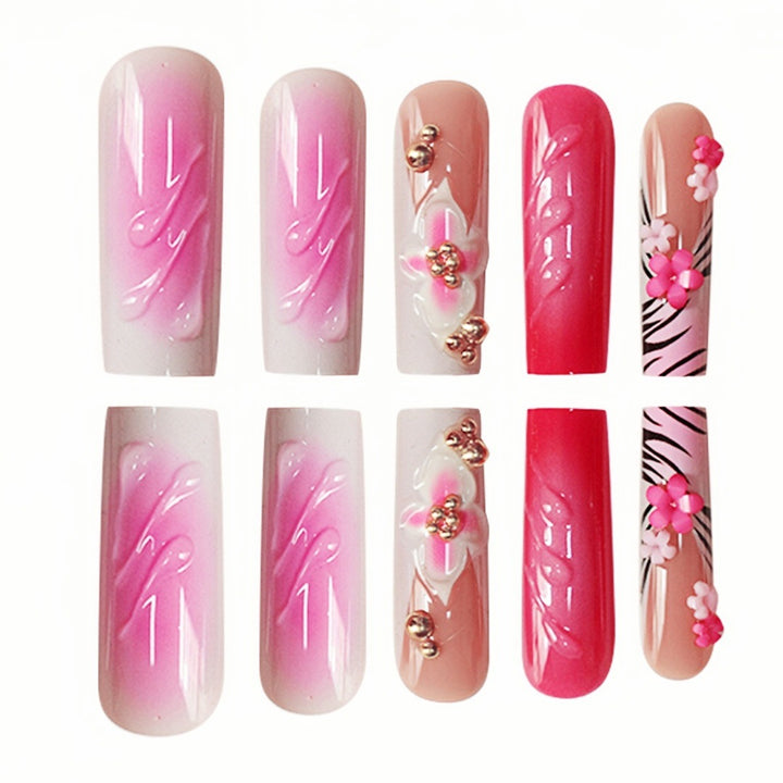 Floral Acrylic Press-On Nail Art Extensions Stornfield