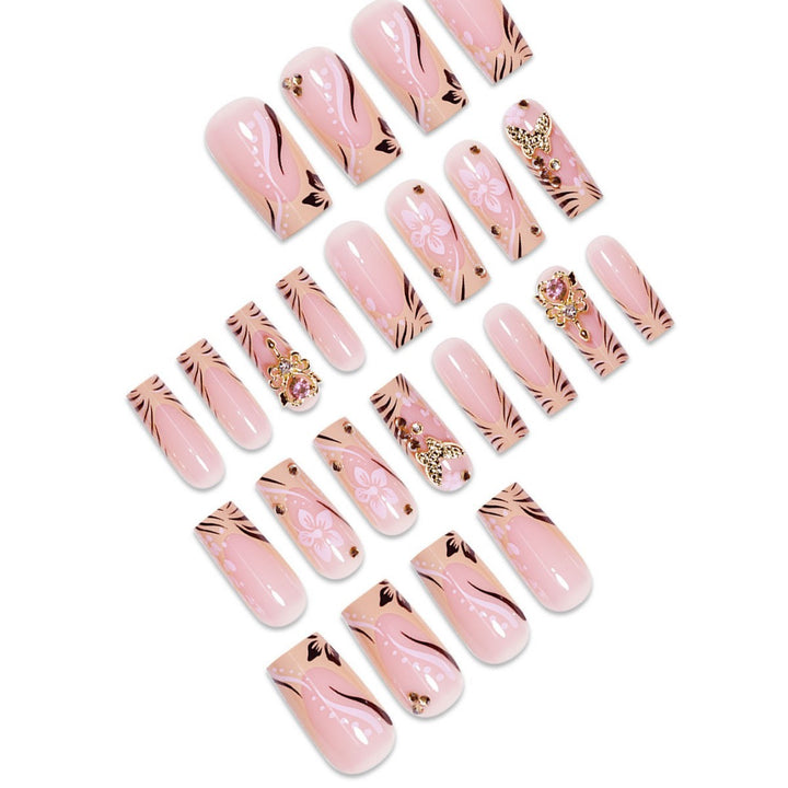Artistic Floral Embellished Press-On Nails Stornfield