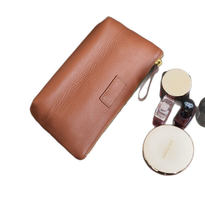 Textured Leather Zip Cosmetic Pouch Stornfield