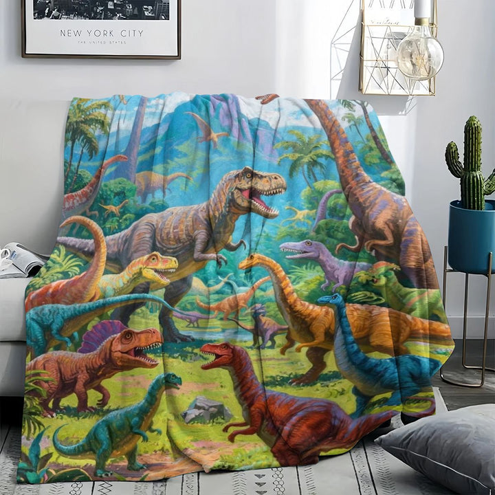 Dinosaur-Themed Plush Blanket