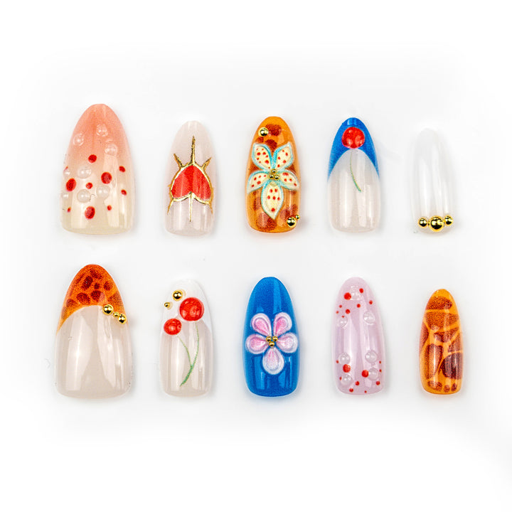 Decorative Press-On Nail Art Set with Artistic Designs Stornfield