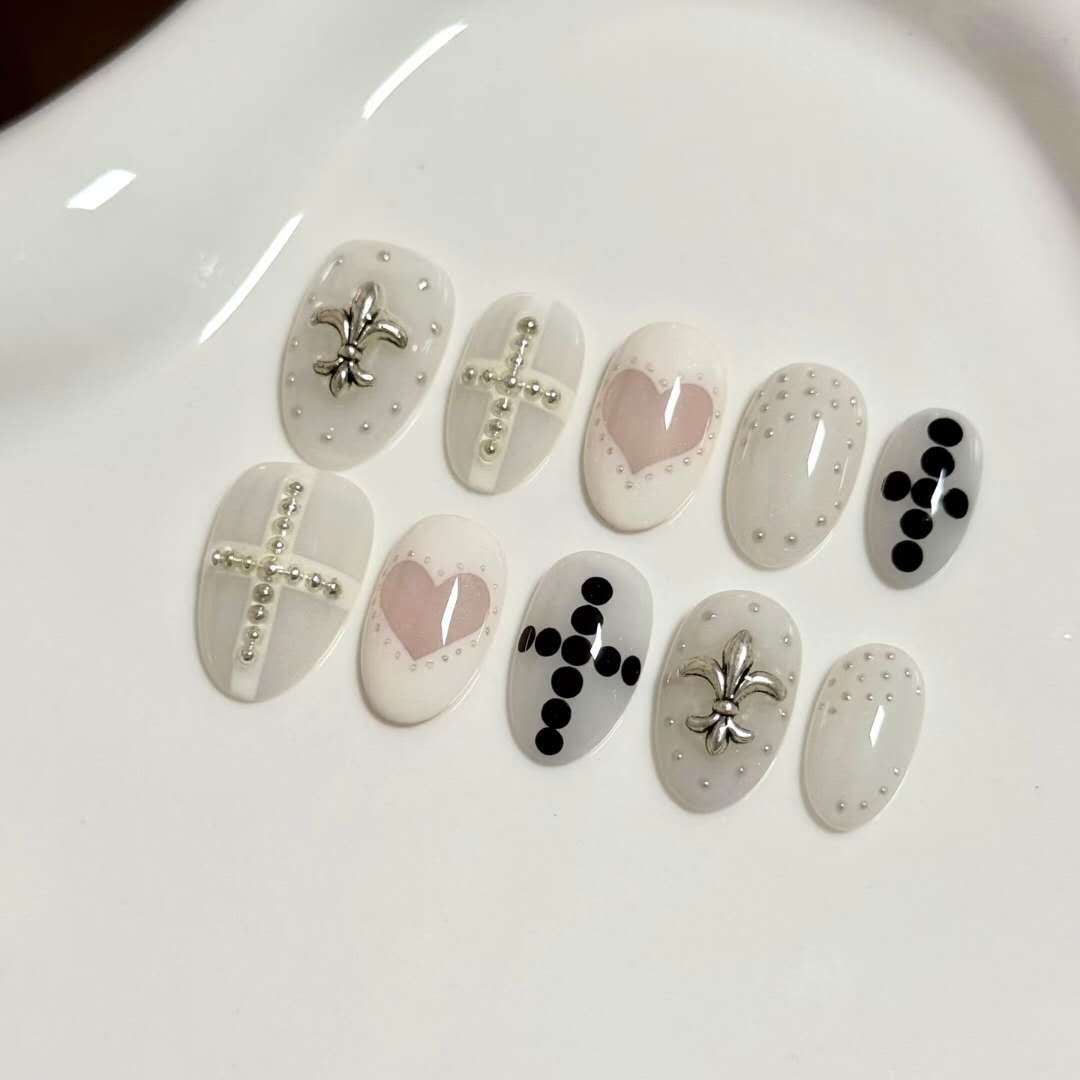 Decorative Press-On Nail Art Set with Unique Designs