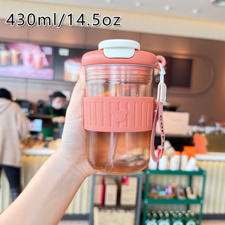 Women insulated drinking bottle with non-slip silicone ring and integrated straw Stornfield