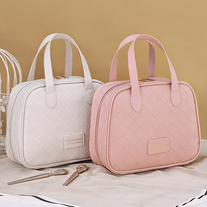 Cosmetic Organizer With Elegant Diamond Pattern And Sturdy Zipper Stornfield