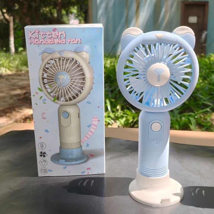 Unisex nan portable rechargeable handheld fan with bear-ear silicone frame foldable desk stand Stornfield