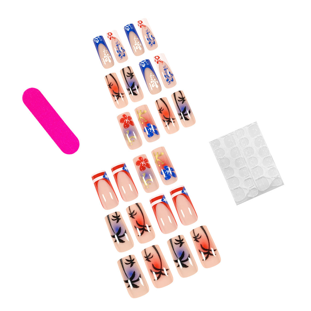 Artistic acrylic nails with floral and tropical design Stornfield
