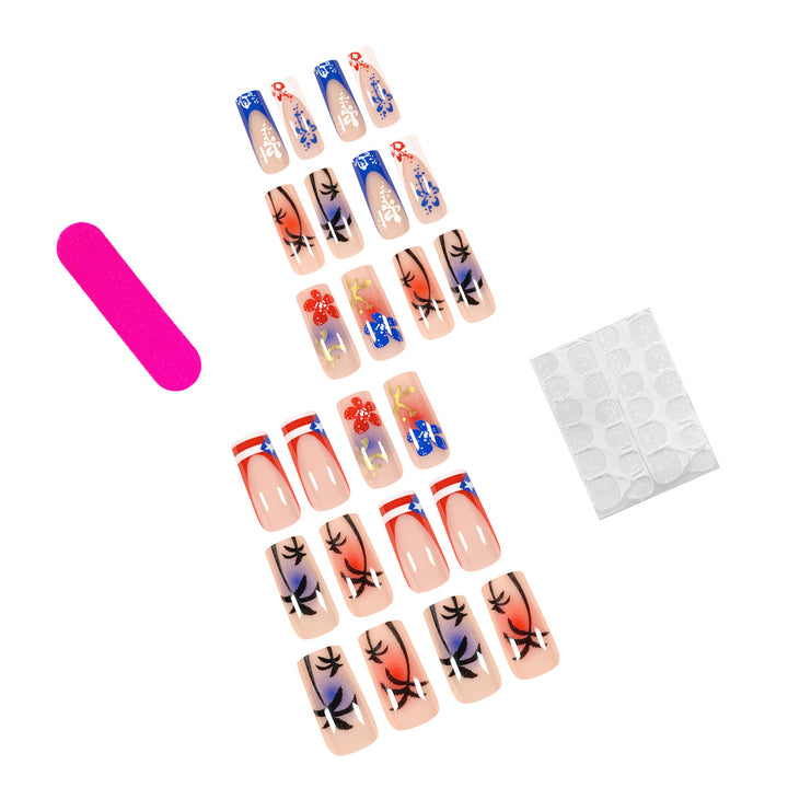 Artistic acrylic nails with floral and tropical design Stornfield