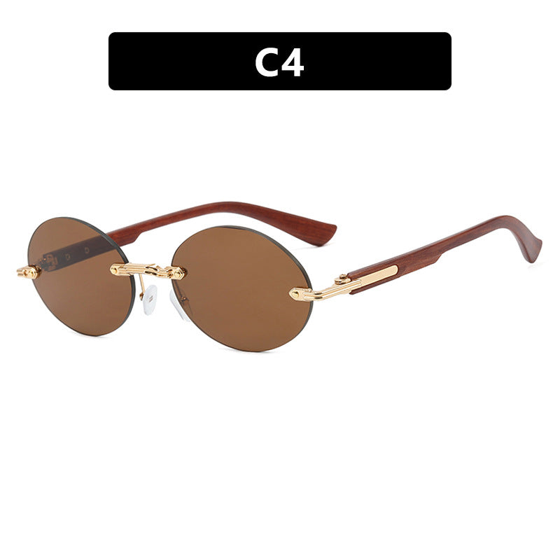 Women's round sunglasses with elegant wooden frame and UV protection Stornfield