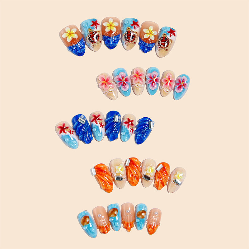 Artificial nails in maritime design with 3D embellishments Stornfield