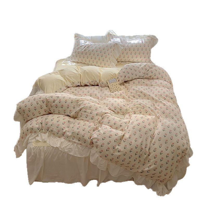 Floral Ruffled Bedspread Set