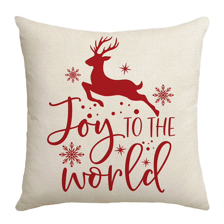 Seasonal Christmas Throw Pillow Cover with 'Let It Snow' Script and Snowflake Print