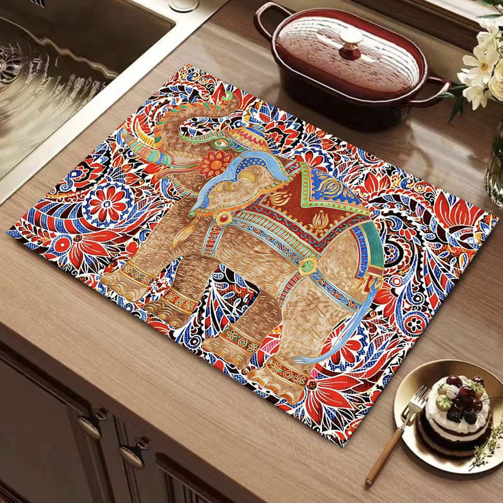 Elephant-Themed Kitchen Mat