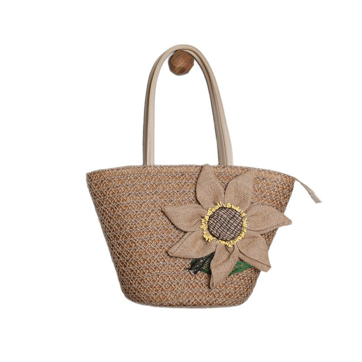 Straw bag with romantic floral pattern Stornfield
