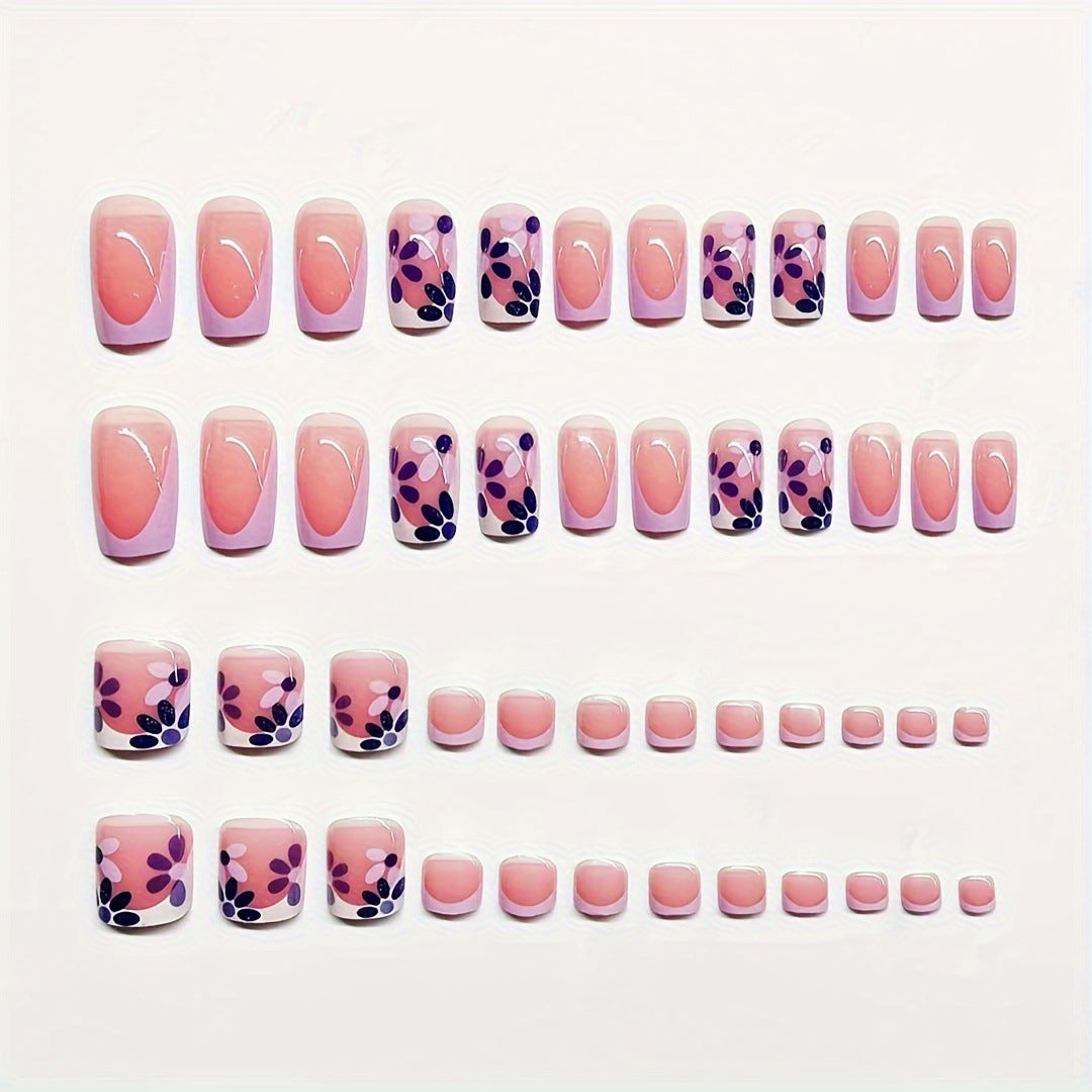 Decorative Press-On Nail Art Set with Floral Design Stornfield