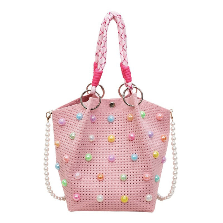 Playful Decorative Pearl-Embellished Tote