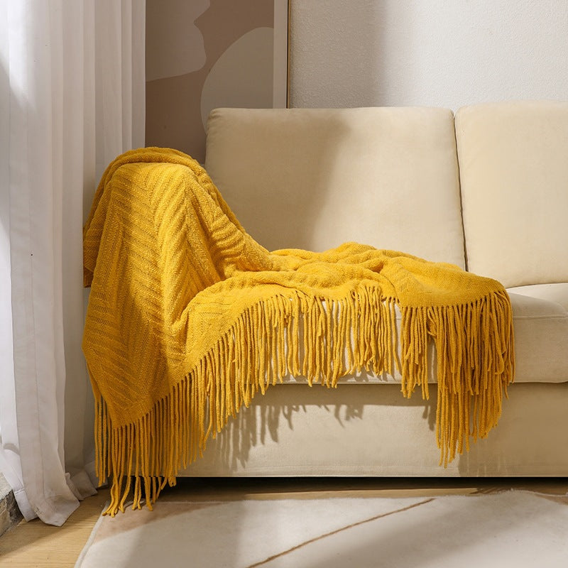 Textured Fringe Throw Blanket