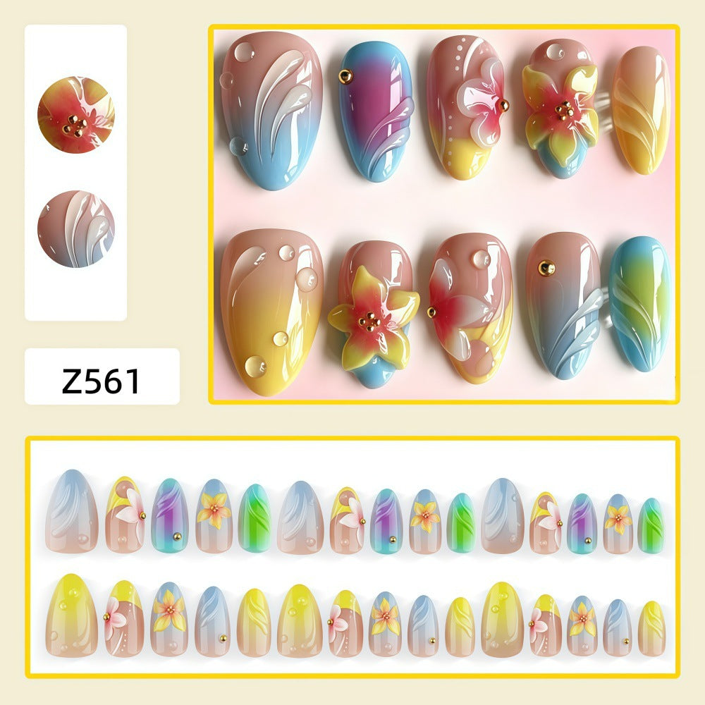 Artificial nails with floral 3D accents Stornfield