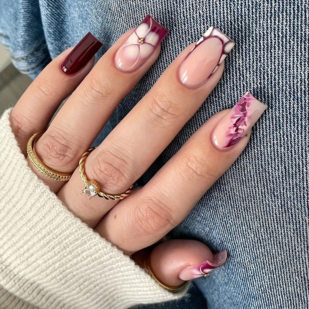 Floral Art Acrylic Nail Set Stornfield