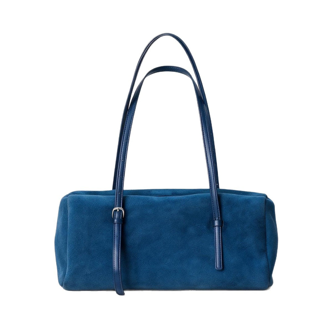 Long-Strap Suede Box Tote Bag