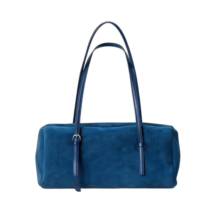 Long-Strap Suede Box Tote Bag