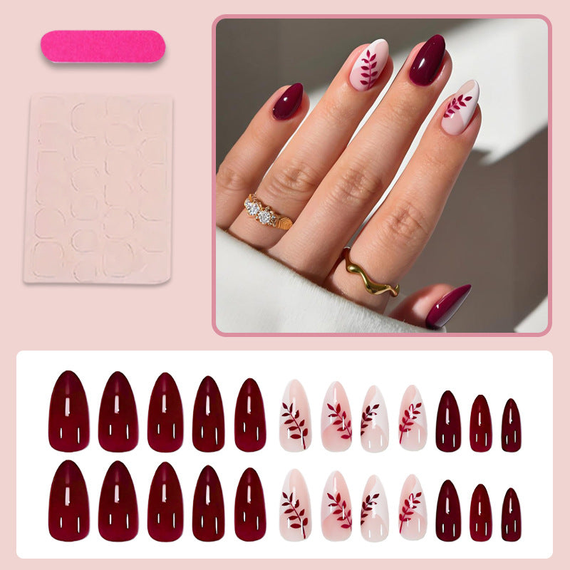 Nail art set with elegant leaf motif designs Stornfield