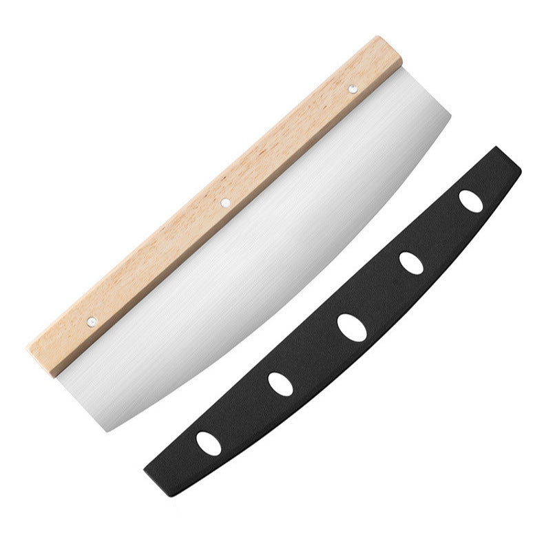 folding wooden handle aluminum pizza peel with removable dough scraper and bench knife set Stornfield